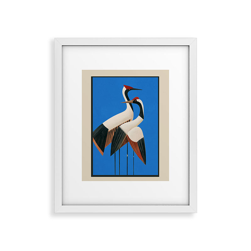 Stillness in Motion - Abstract Cranes in Blue Framed Art Print Gallery Image 22