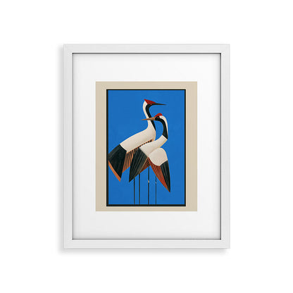 Stillness in Motion - Abstract Cranes in Blue Framed Art Print Gallery Image 22