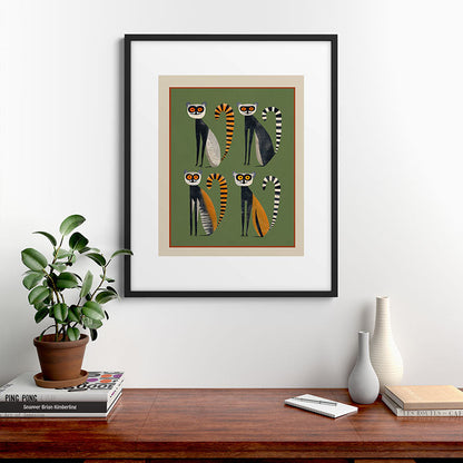 Striped Lemurs Framed Art Print Gallery Image 7