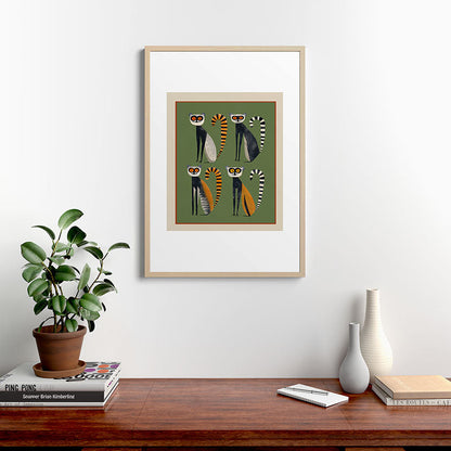 Striped Lemurs Framed Art Print Gallery Image 20