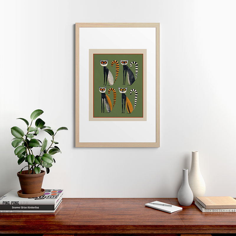 Striped Lemurs Framed Art Print Gallery Image 48