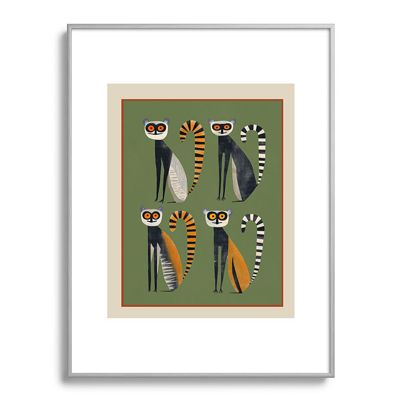 Striped Lemurs Framed Art Print Gallery Image 99