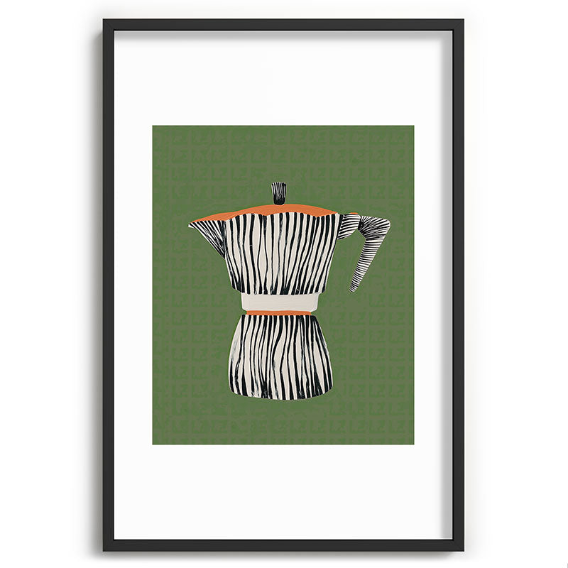 Zebra Moka in Olive Framed Art Print Gallery Image 62