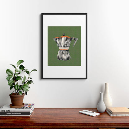 Zebra Moka in Olive Framed Art Print Gallery Image 6