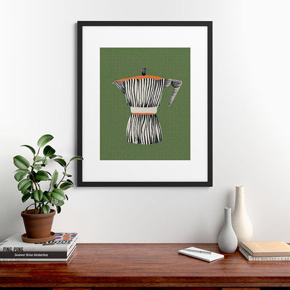 Zebra Moka in Olive Framed Art Print Gallery Image 35