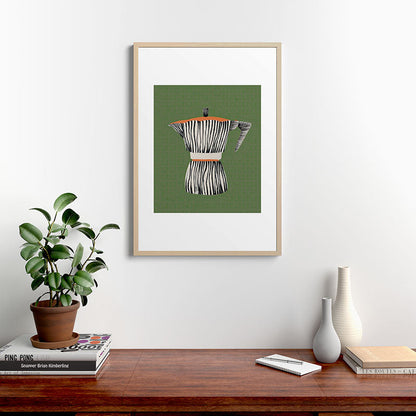 Zebra Moka in Olive Framed Art Print Gallery Image 20