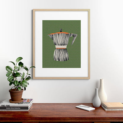 Zebra Moka in Olive Framed Art Print Gallery Image 49