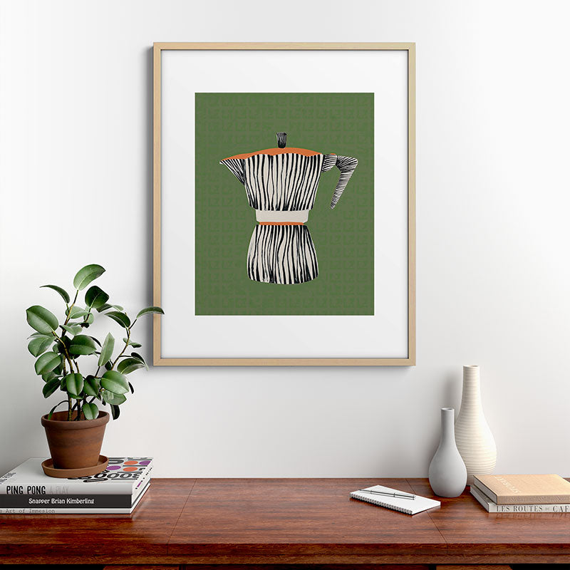 Zebra Moka in Olive Framed Art Print Gallery Image 21
