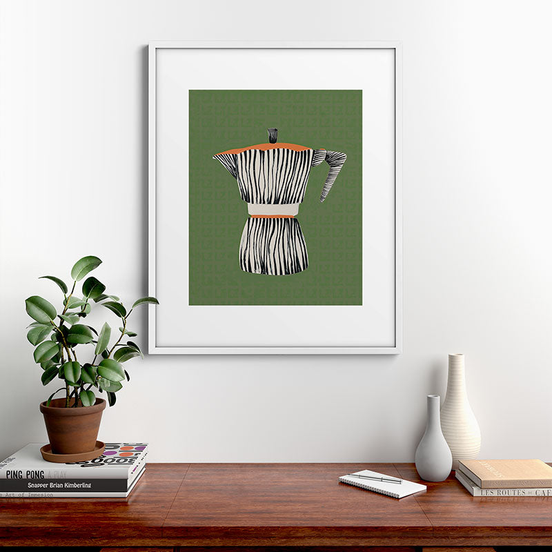 Zebra Moka in Olive Framed Art Print Gallery Image 28