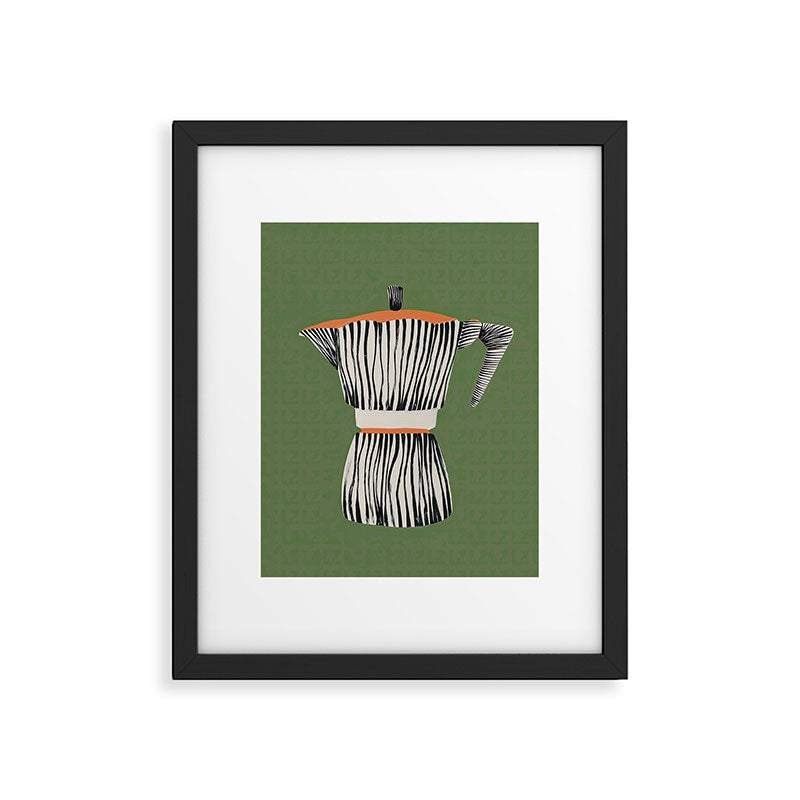 Zebra Moka in Olive Framed Art Print Gallery Image 4
