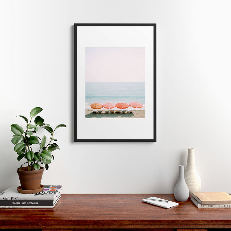 Beach Umbrella Pastel Minimalist AI Photography Framed Art Print Gallery Image 6