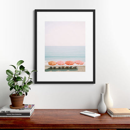 Beach Umbrella Pastel Minimalist AI Photography Framed Art Print Gallery Image 35