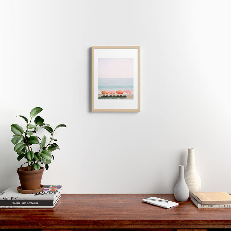 Beach Umbrella Pastel Minimalist AI Photography Framed Art Print Gallery Image 17