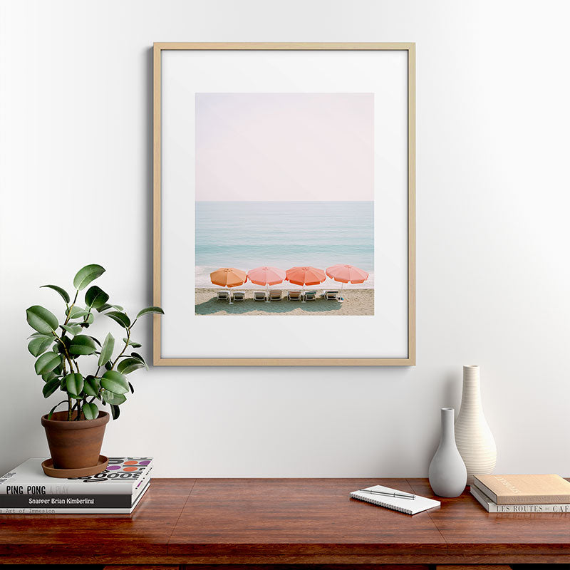Beach Umbrella Pastel Minimalist AI Photography Framed Art Print Gallery Image 21