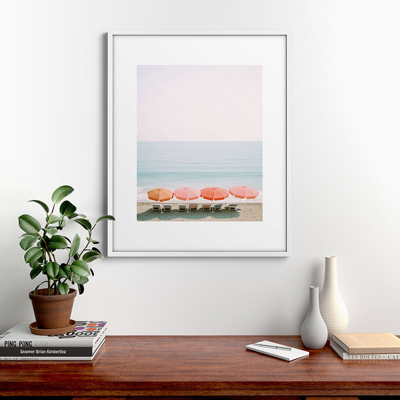 Beach Umbrella Pastel Minimalist AI Photography Framed Art Print Gallery Image 28