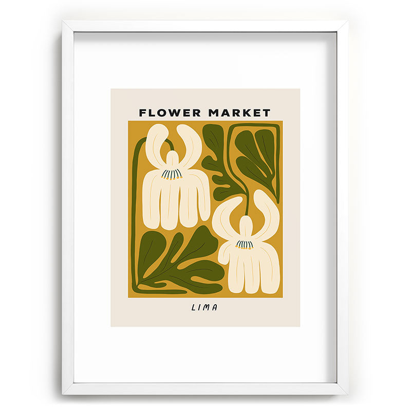 Flower Market Lima, Retro Eclectic Floral Print Framed Art Print Gallery Image 78