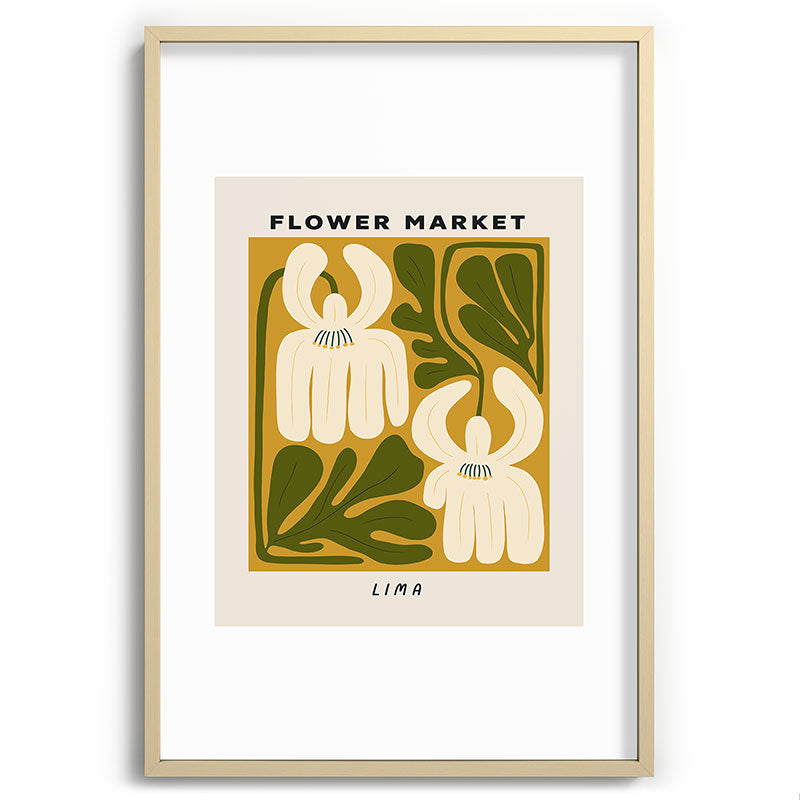 Flower Market Lima, Retro Eclectic Floral Print Framed Art Print Gallery Image 74