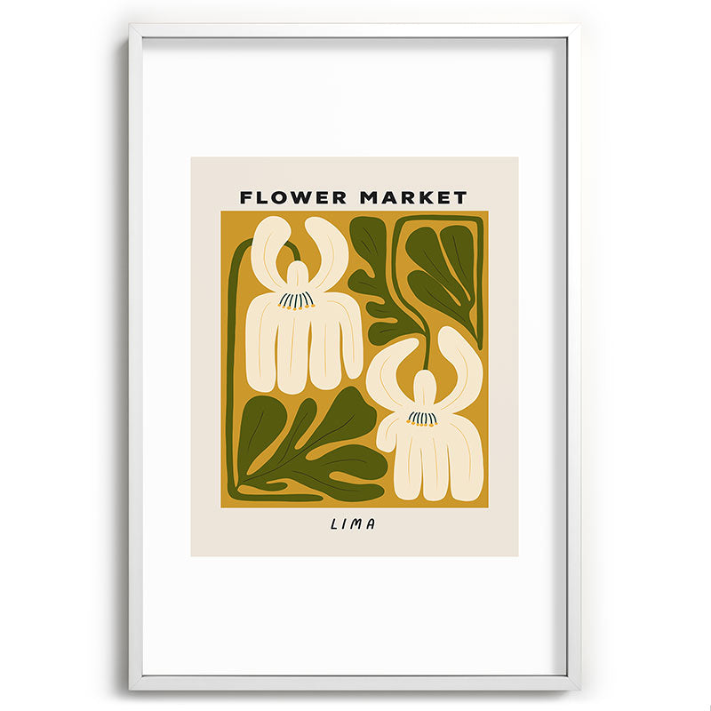 Flower Market Lima, Retro Eclectic Floral Print Framed Art Print Gallery Image 80