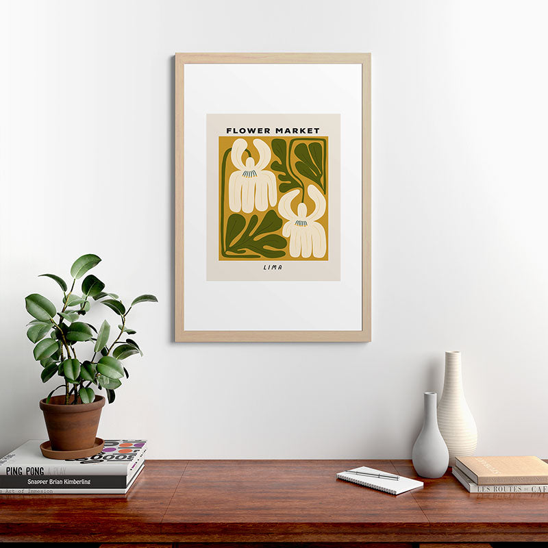 Flower Market Lima, Retro Eclectic Floral Print Framed Art Print Gallery Image 48