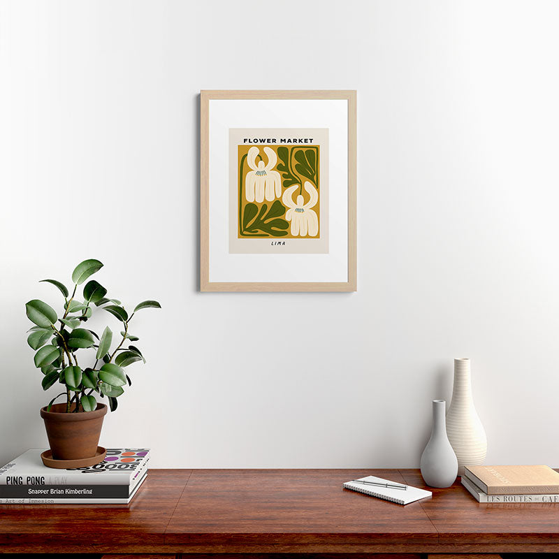 Flower Market Lima, Retro Eclectic Floral Print Framed Art Print Gallery Image 47
