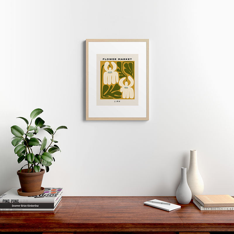 Flower Market Lima, Retro Eclectic Floral Print Framed Art Print Gallery Image 19