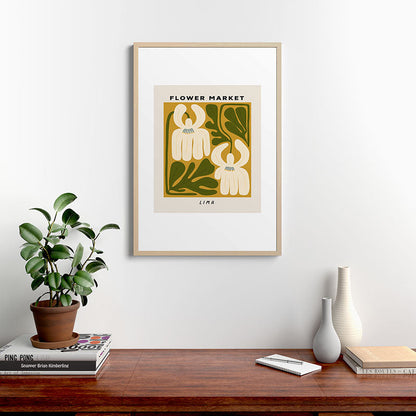 Flower Market Lima, Retro Eclectic Floral Print Framed Art Print Gallery Image 20