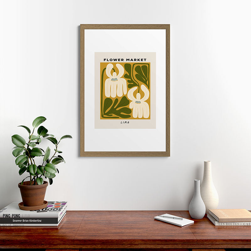 Flower Market Lima, Retro Eclectic Floral Print Framed Art Print Gallery Image 41