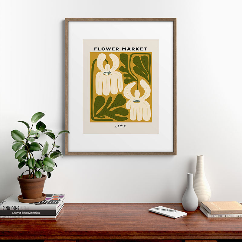 Flower Market Lima, Retro Eclectic Floral Print Framed Art Print Gallery Image 14