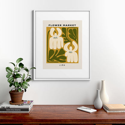 Flower Market Lima, Retro Eclectic Floral Print Framed Art Print Gallery Image 28