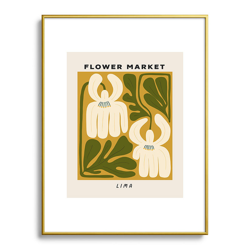 Flower Market Lima, Retro Eclectic Floral Print Framed Art Print Gallery Image 91