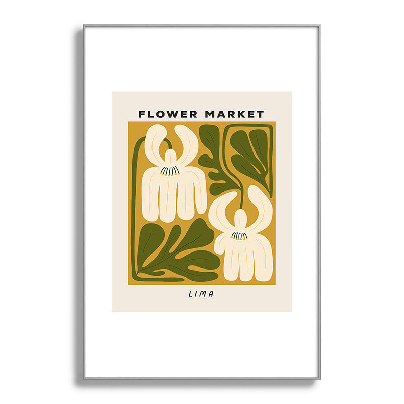 Flower Market Lima, Retro Eclectic Floral Print Framed Art Print Gallery Image 100