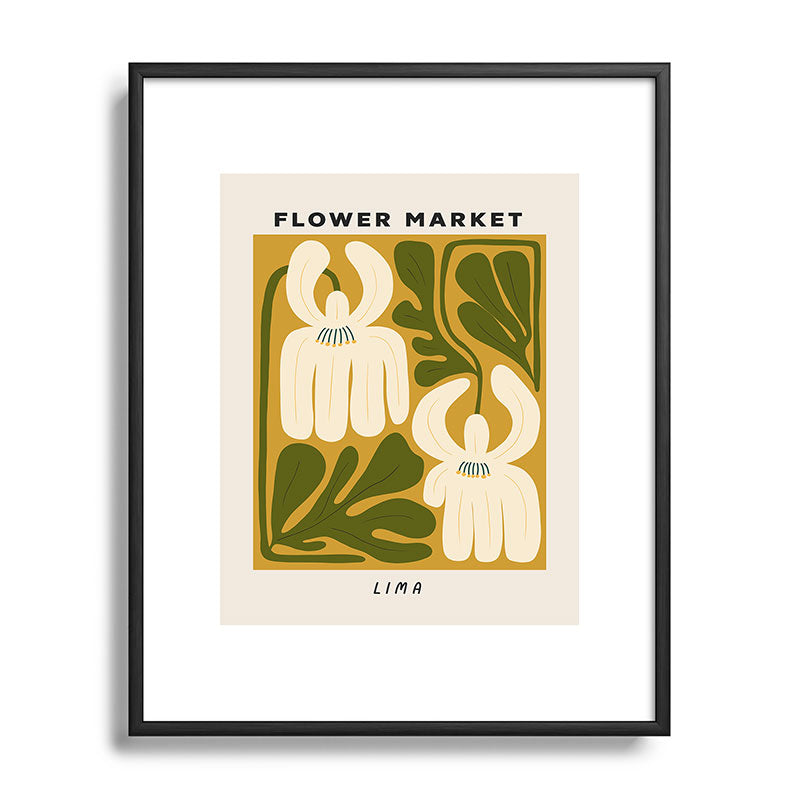 Flower Market Lima, Retro Eclectic Floral Print Framed Art Print Gallery Image 81