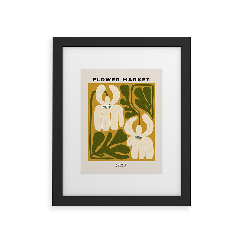 Flower Market Lima, Retro Eclectic Floral Print Framed Art Print Gallery Image 30