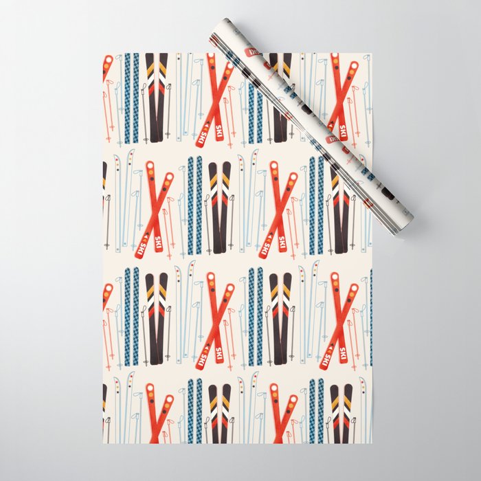 Retro Ski Illustration Wrapping Paper Gallery Image 1