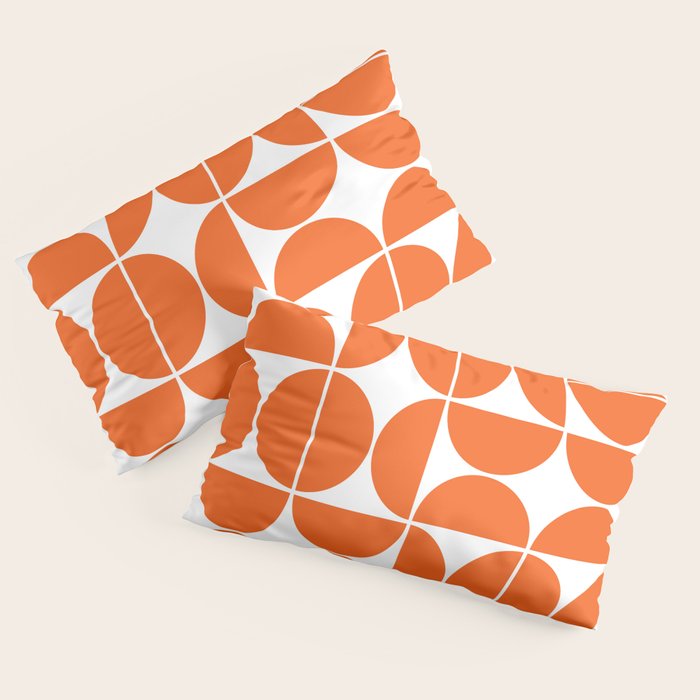 Mid Century Modern Geometric 04 Orange Pillow Sham Gallery Image 4