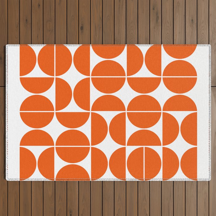 Mid Century Modern Geometric 04 Orange Outdoor Rug Gallery Image 2