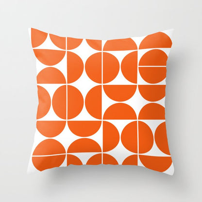 Mid Century Modern Geometric 04 Orange Throw Pillow Gallery Image 2