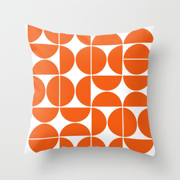 Mid Century Modern Geometric 04 Orange Throw Pillow Gallery Image 5