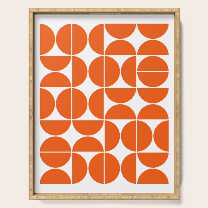 Mid Century Modern Geometric 04 Orange Serving Tray Gallery Image 1