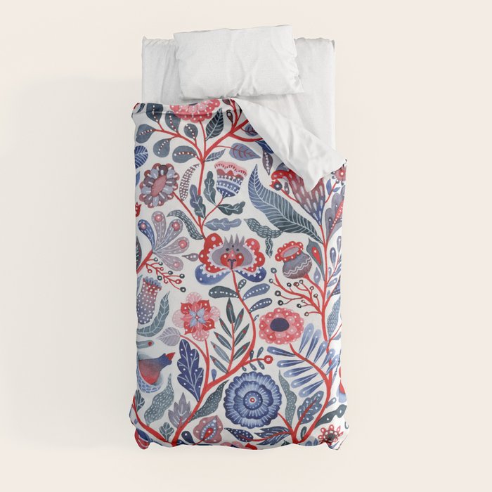Botanical in red and blue Duvet Cover Gallery Image 4