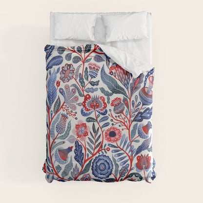 Botanical in red and blue Duvet Cover Gallery Image 3