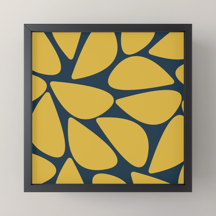 Riverbed Stones Minimalist Abstract Pattern in Light Mustard Yellow and Navy Blue Mini Art Print Gallery Image 3