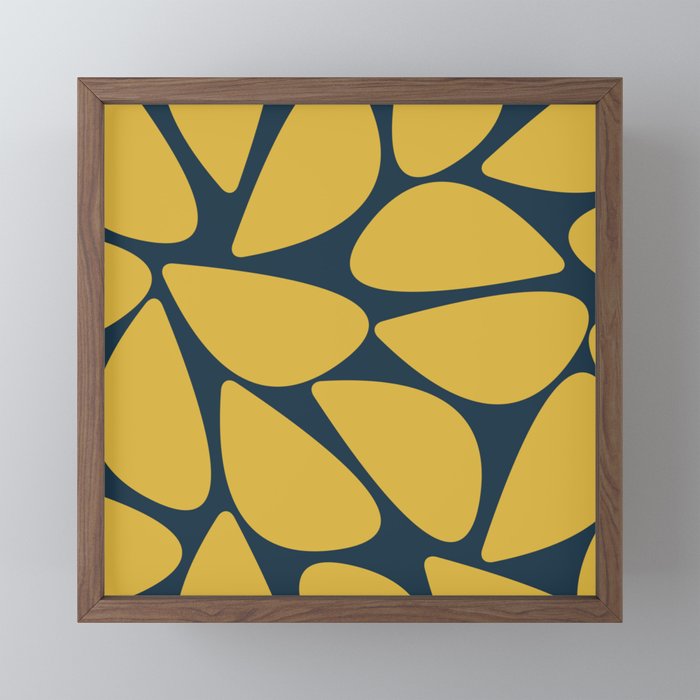Riverbed Stones Minimalist Abstract Pattern in Light Mustard Yellow and Navy Blue Mini Art Print Gallery Image 2