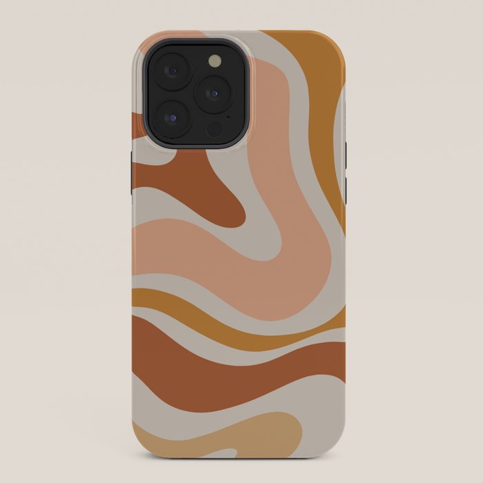 Modern Retro Liquid Swirl Abstract Square in Terracotta Earth Tones iPhone Case Gallery Image 36