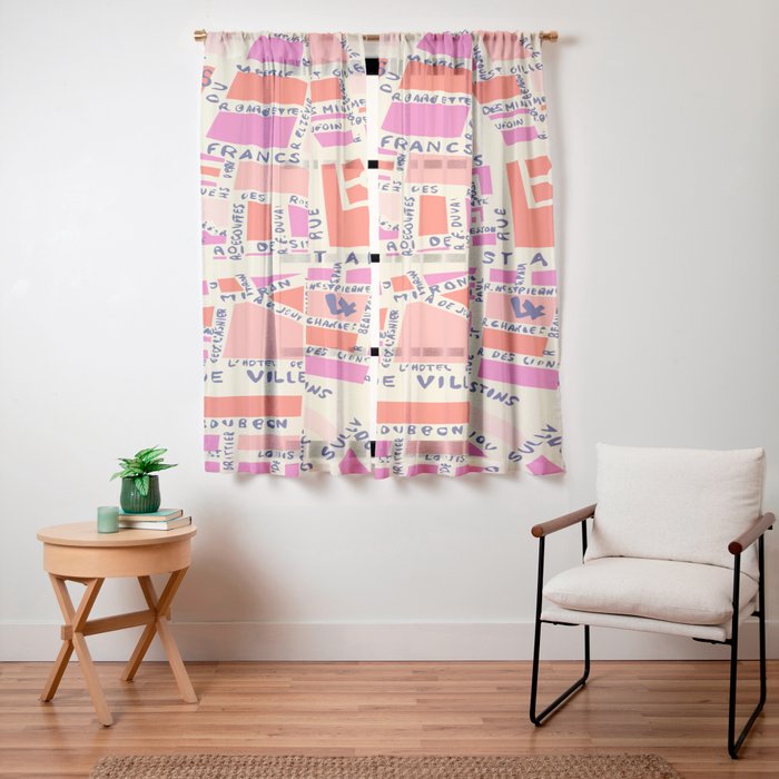 paris map pink Window Curtain Gallery Image 23