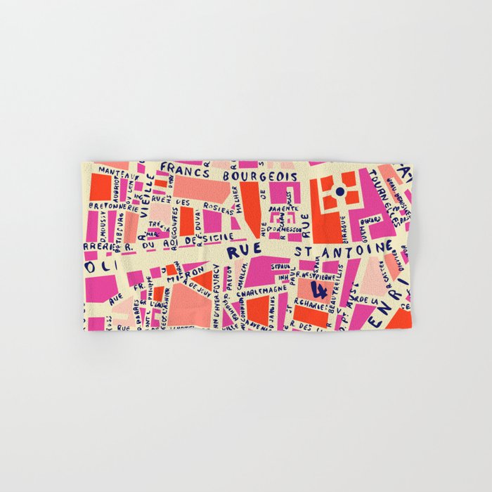paris map pink Hand & Bath Towel Gallery Image 1