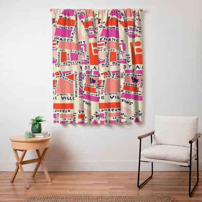 paris map pink Window Curtain Gallery Image 3
