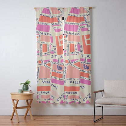 paris map pink Window Curtain Gallery Image 9