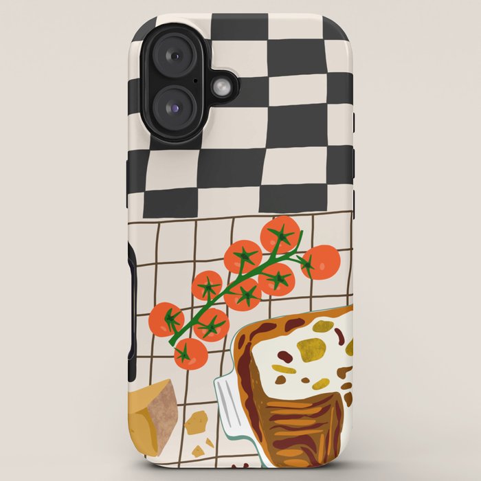 Lasagna parmesan and wne dinner - homemade meal illustration iPhone Case Gallery Image 5