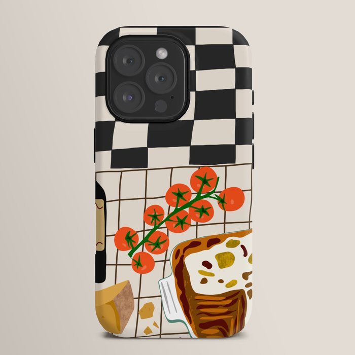Lasagna parmesan and wne dinner - homemade meal illustration iPhone Case Gallery Image 15
